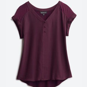 Fortune + Ivy (StitchFix) Helina Mixed Material Blouse, Dark Purple, Sz S, NWOT